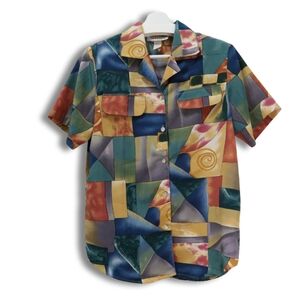 Truffles‎ Colorful Geometric Women's Blousw S Vintage